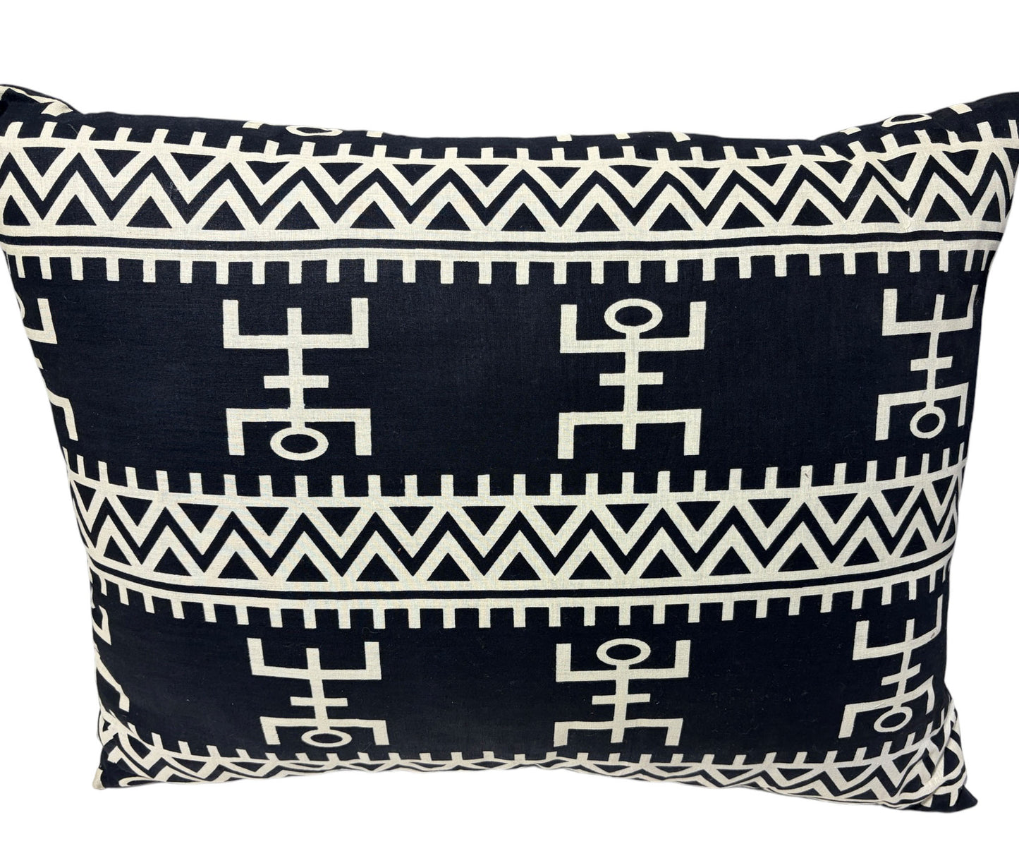 #2196 African Custom Made Black and White Kente Cloth Pillow 24"