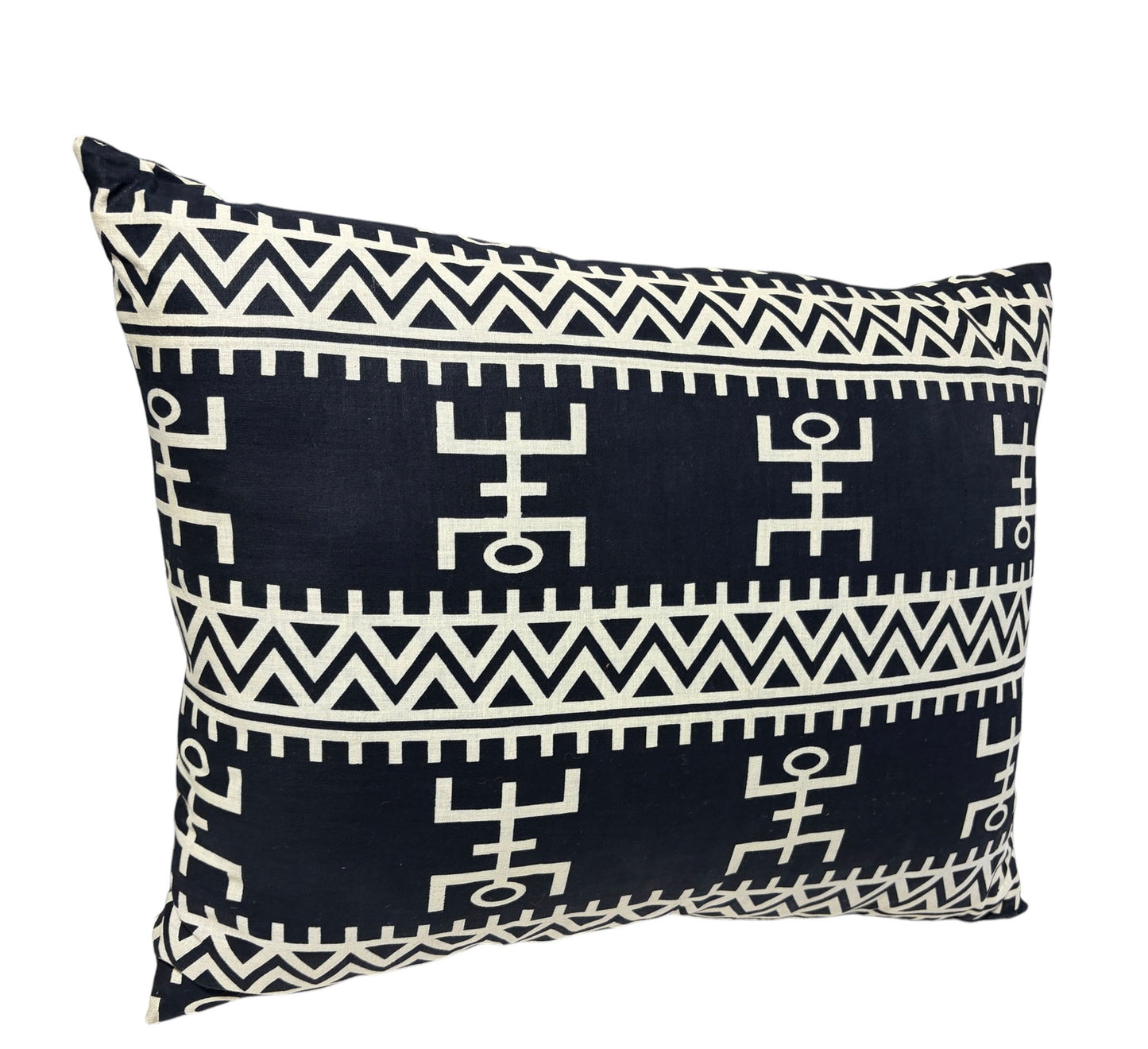 #2196 African Custom Made Black and White Kente Cloth Pillow 24"