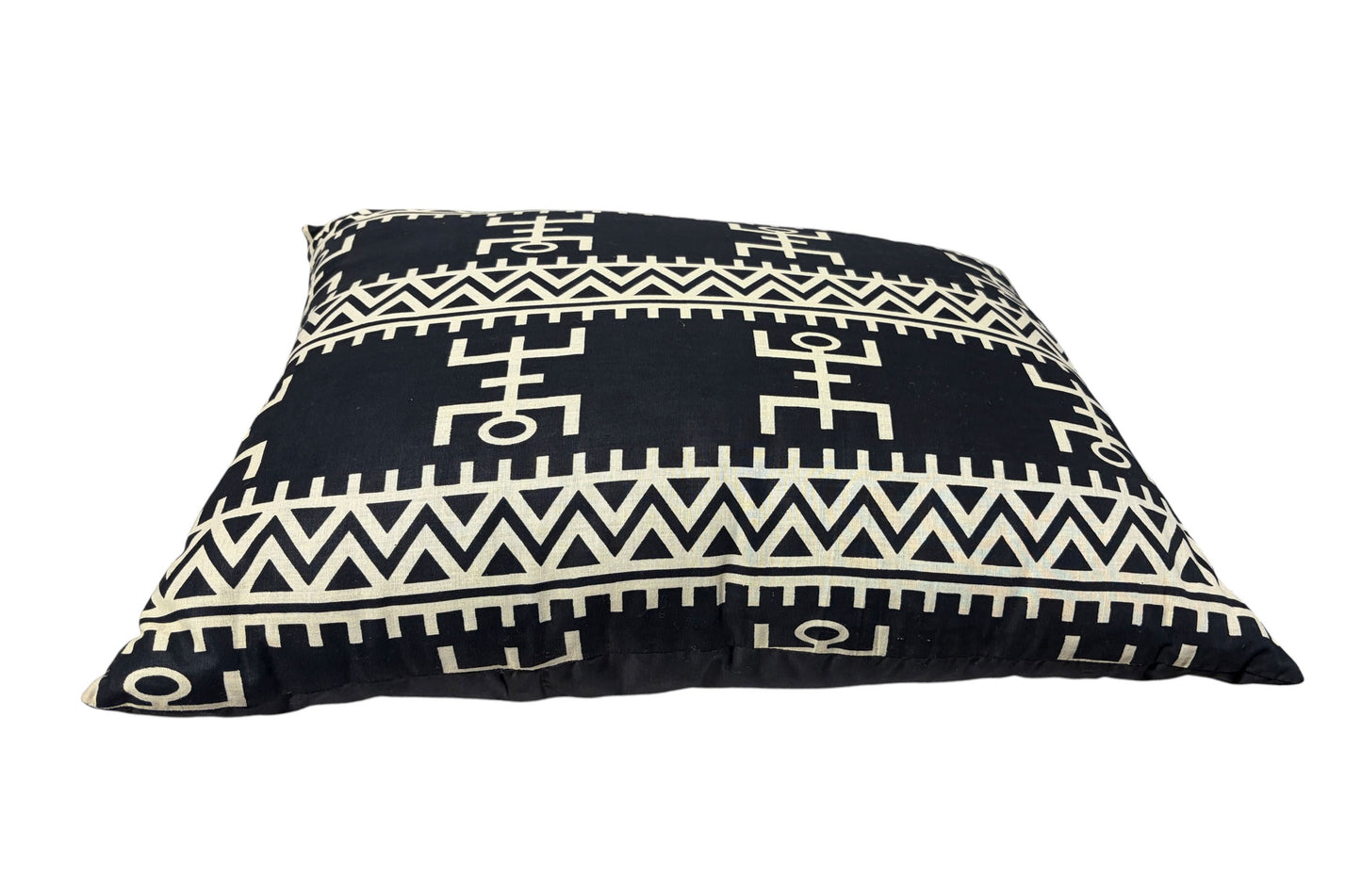 #2196 African Custom Made Black and White Kente Cloth Pillow 24"