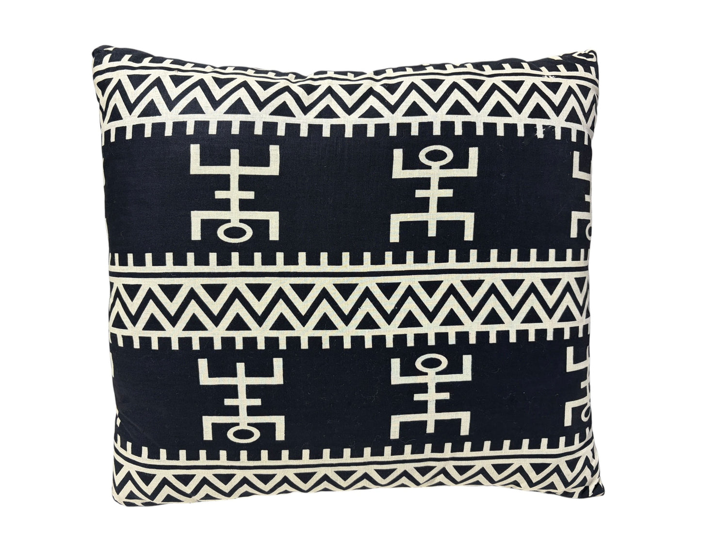 #133 African Custom Made Black and White Kente Cloth Pillow 20"