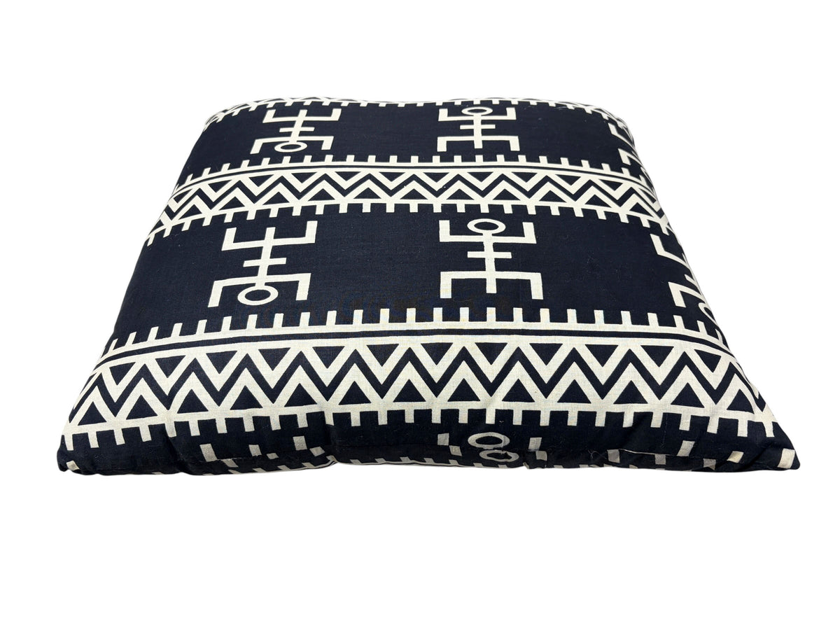 #133 African Custom Made Black and White Kente Cloth Pillow 20"