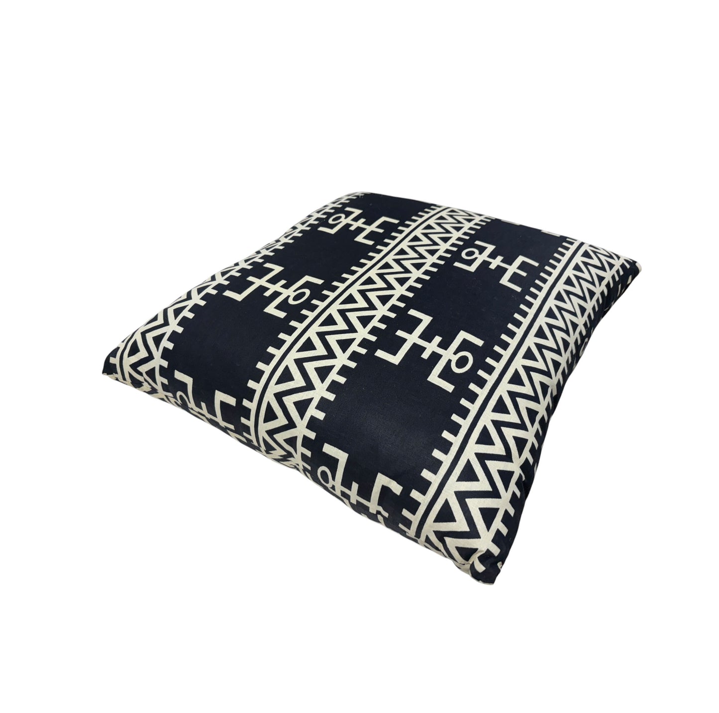 #133 African Custom Made Black and White Kente Cloth Pillow 20"