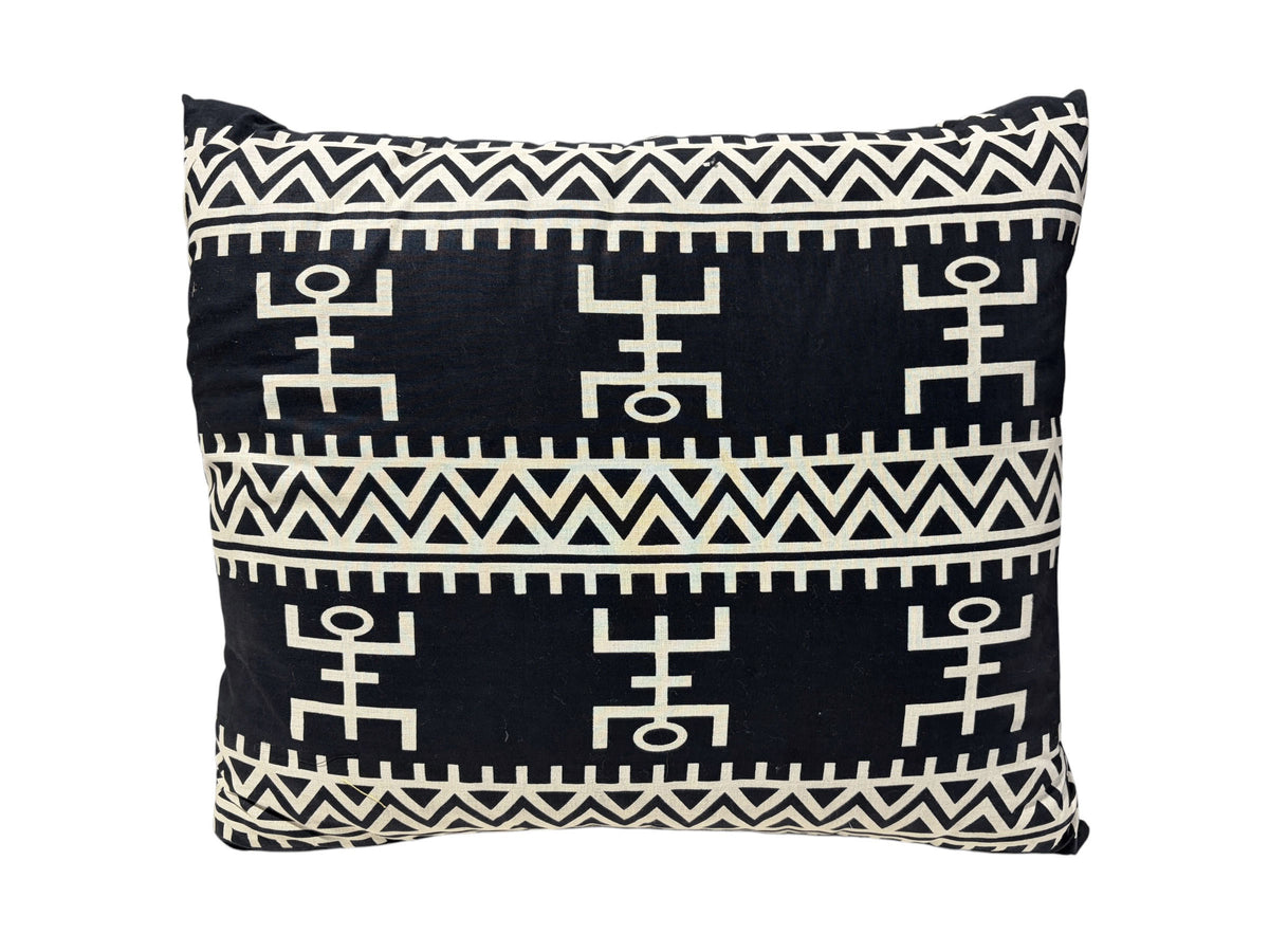 #133A African Custom Made Black and White Kente Cloth Pillow 22" W