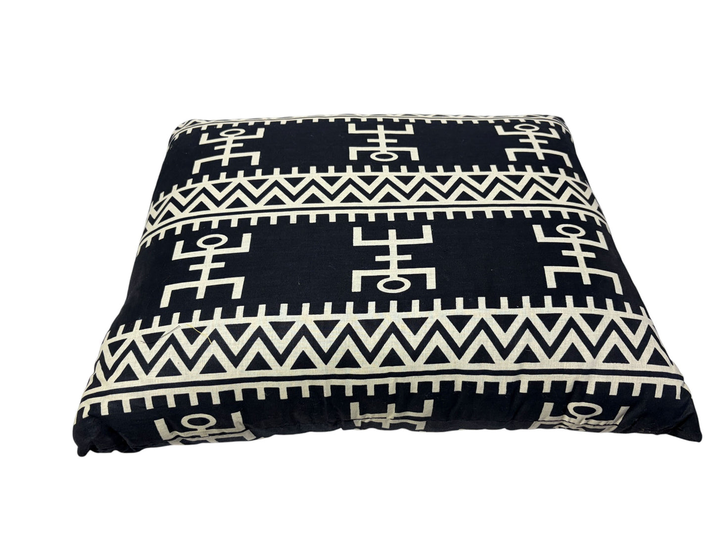 #133A African Custom Made Black and White Kente Cloth Pillow 22" W