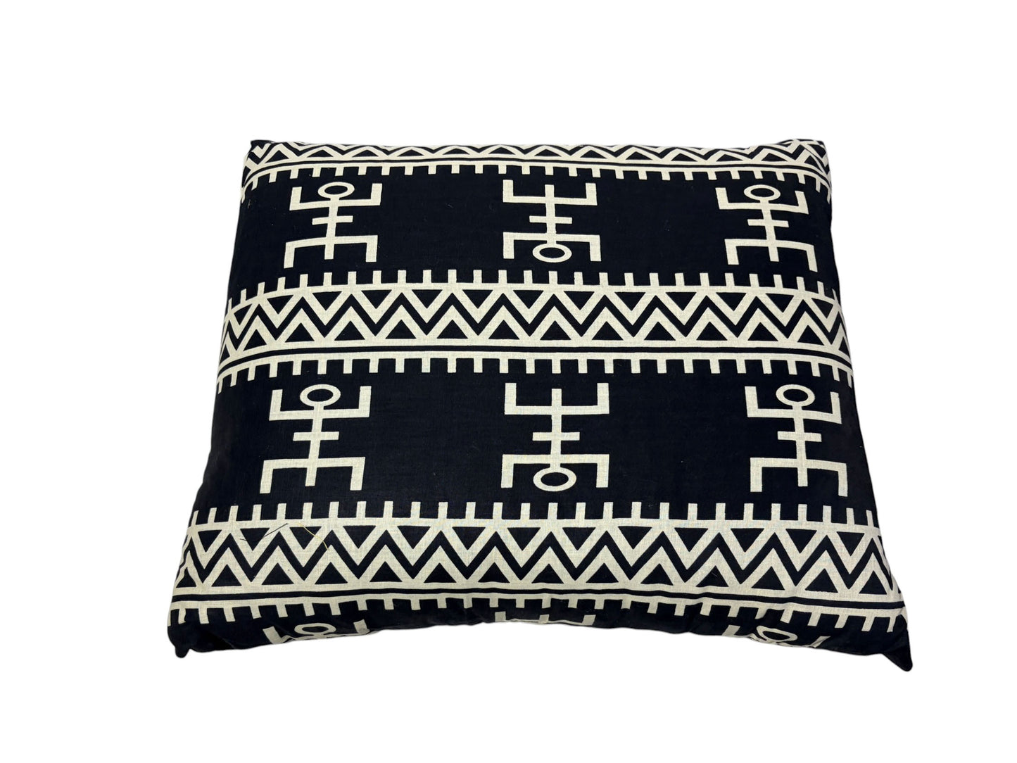 #133A African Custom Made Black and White Kente Cloth Pillow 22" W
