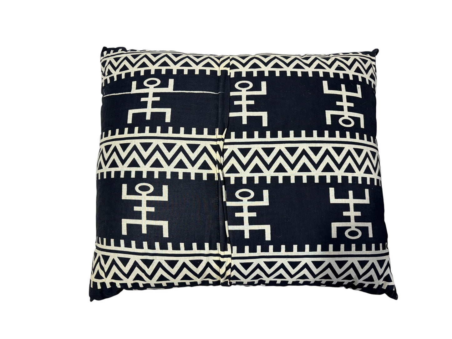#133A African Custom Made Black and White Kente Cloth Pillow 22" W