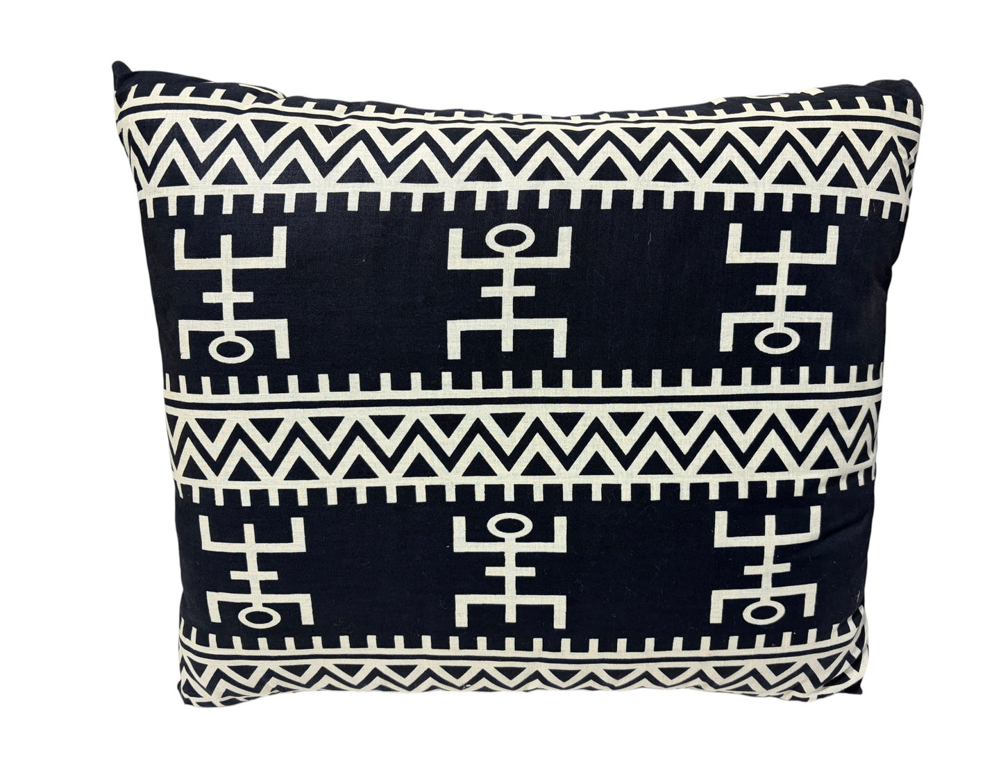 #133A African Custom Made Black and White Kente Cloth Pillow 22" W