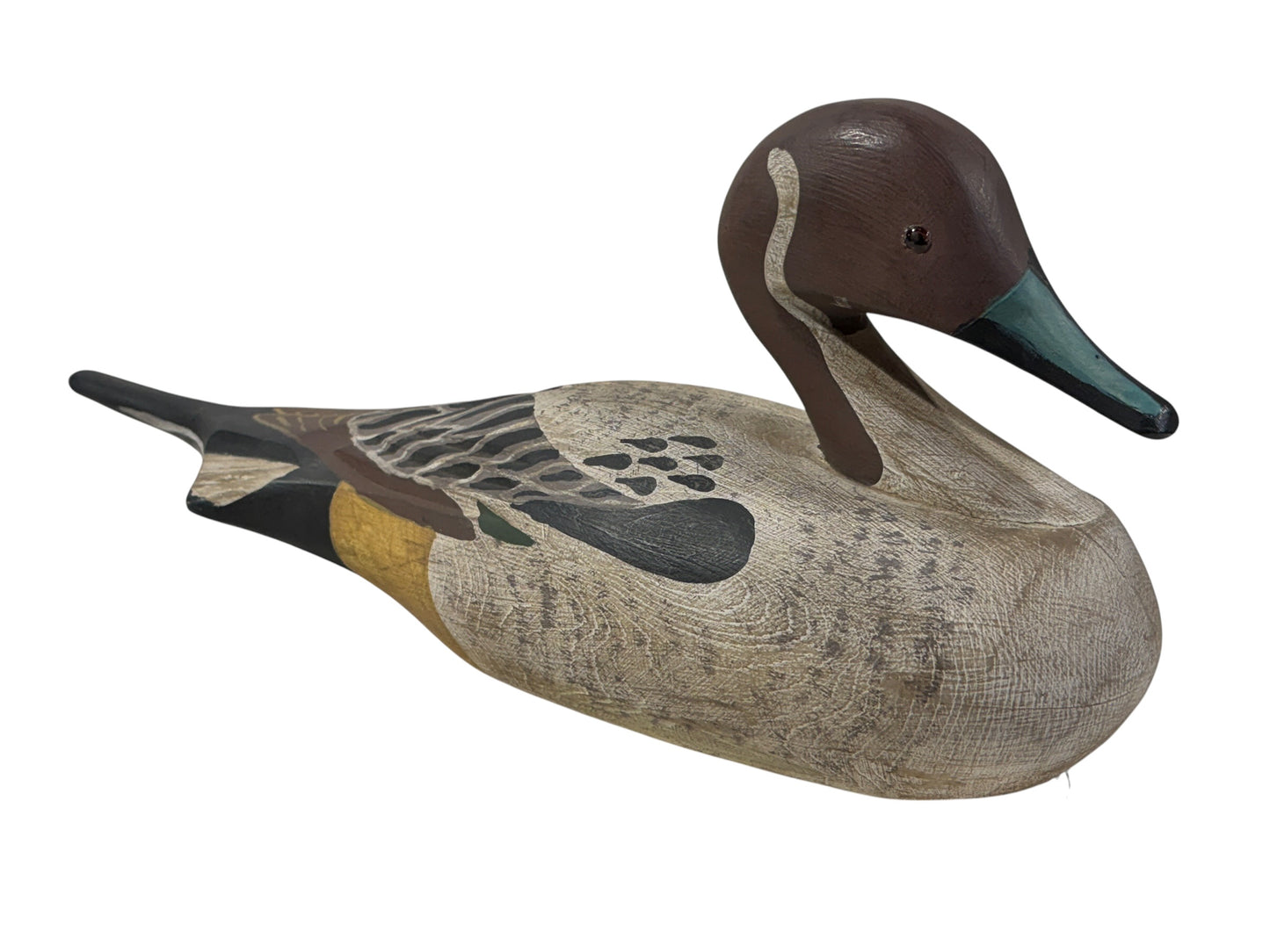 #6855 Vintage 20th century Hand Carved & Painted Old Pintail Duck Decoy