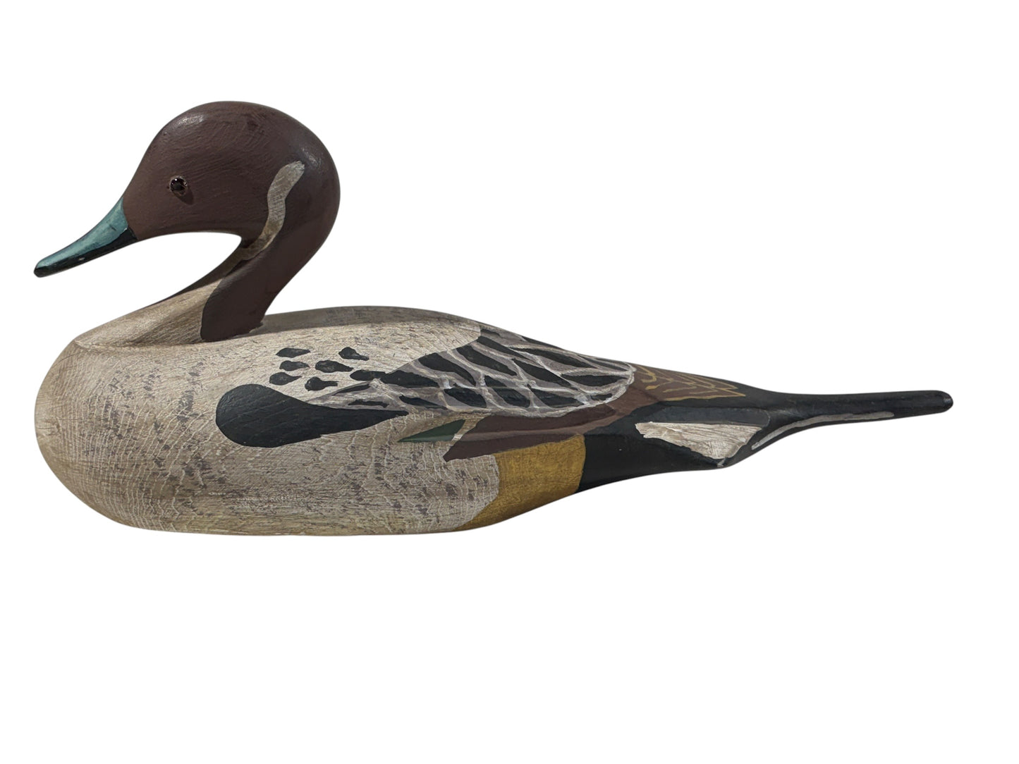 #6855 Vintage 20th century Hand Carved & Painted Old Pintail Duck Decoy