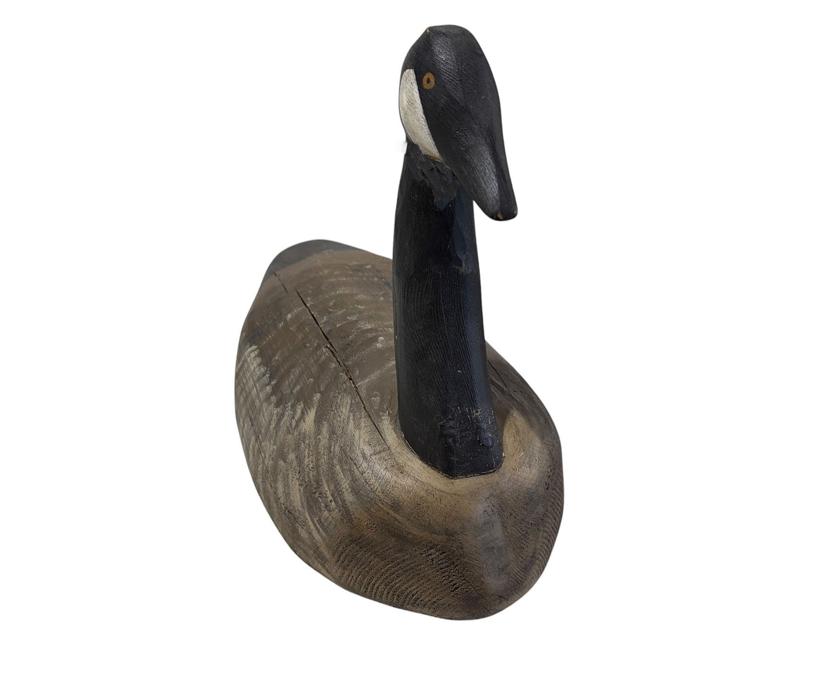 #6854 Vintage 20th century Large  Hand Carved and Painted  Wood Canada Goose  Decoy 18"