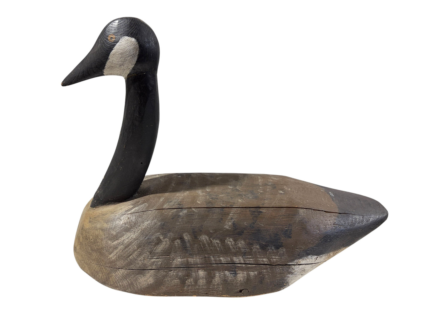 #6854 Vintage 20th century Large  Hand Carved and Painted  Wood Canada Goose  Decoy 18"