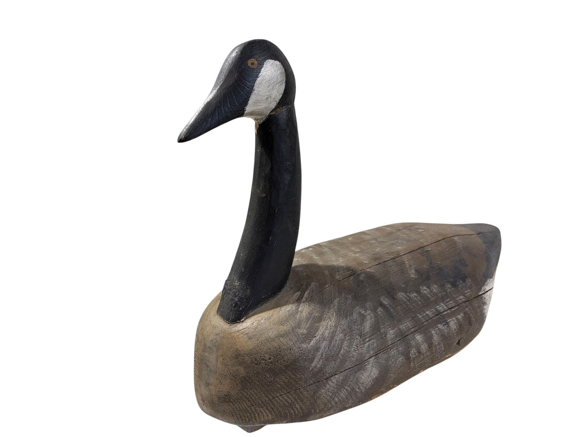 #6854 Vintage 20th century Large  Hand Carved and Painted  Wood Canada Goose  Decoy 18"