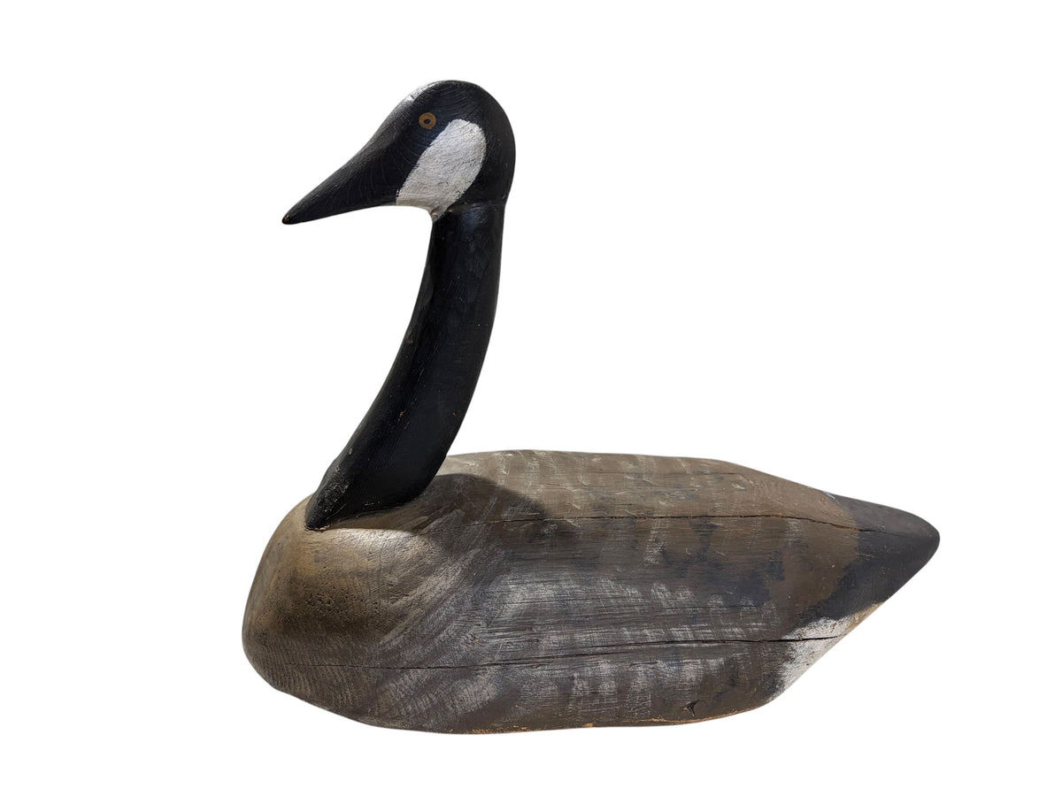 #6854 Vintage 20th century Large  Hand Carved and Painted  Wood Canada Goose  Decoy 18"
