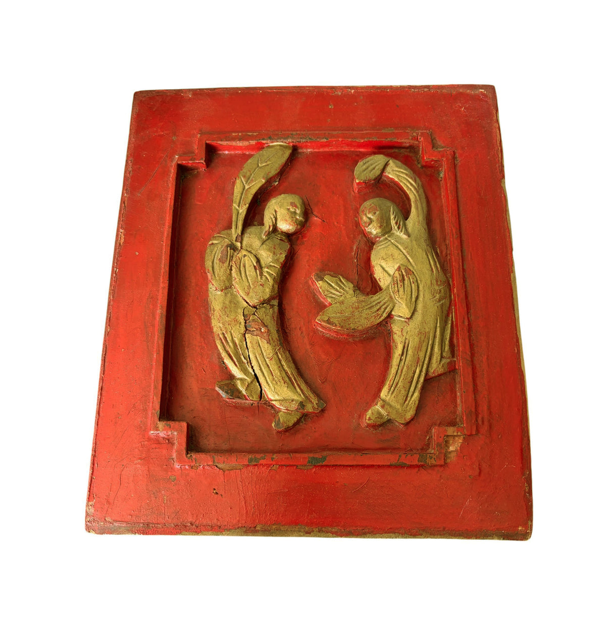 #5816 Antique Chinoiserie  Wall Hanging Plaque/Panel 9.75" h