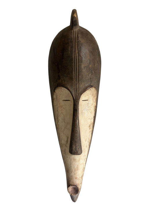 # 1217 Vintage  African Fang  Elongated Face  Wooden  Mask Gabon  22" H