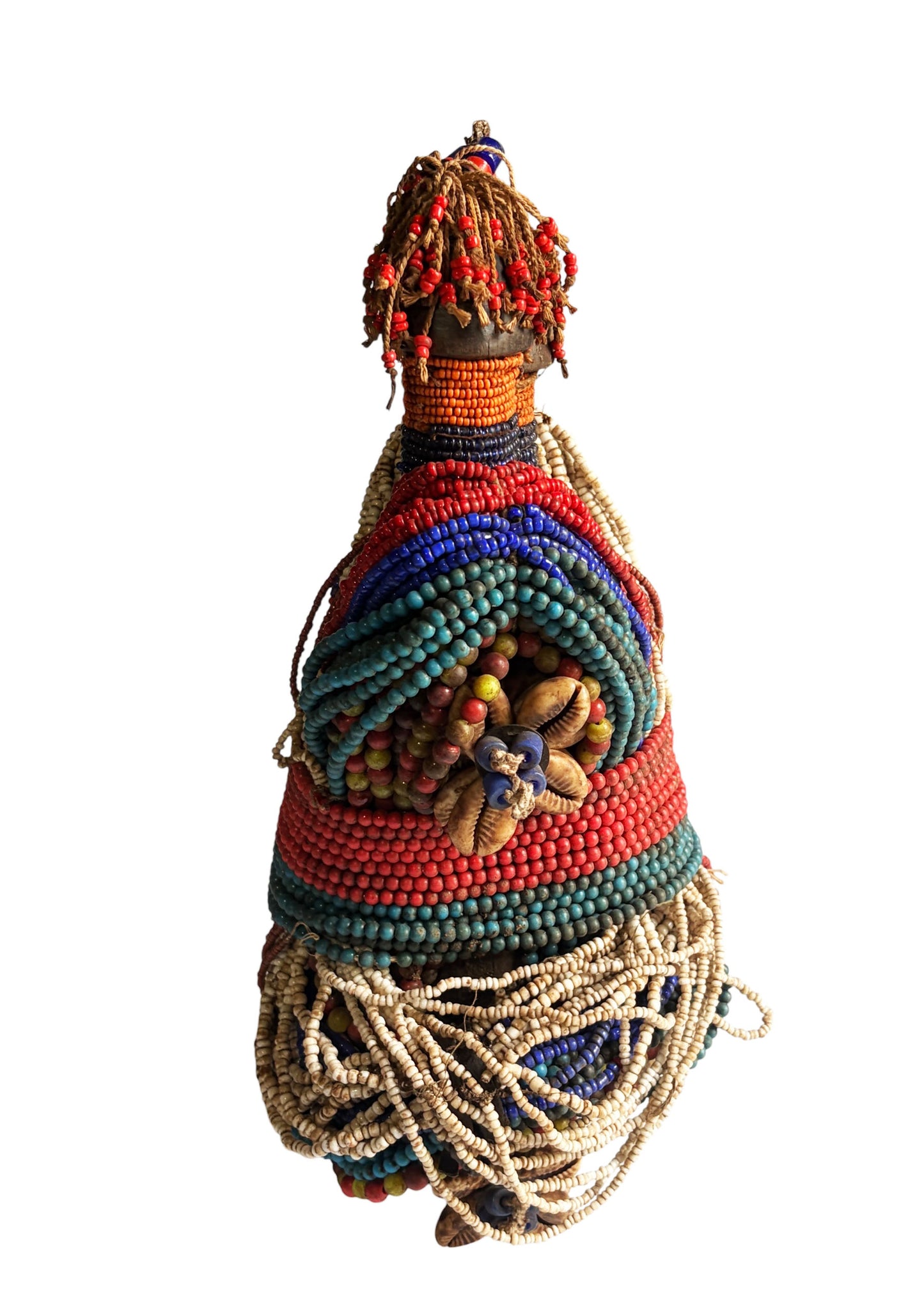 #1224 Vintage African Beaded Fali Namji Twin  Fertility Dolls Cameroon 10.5" H