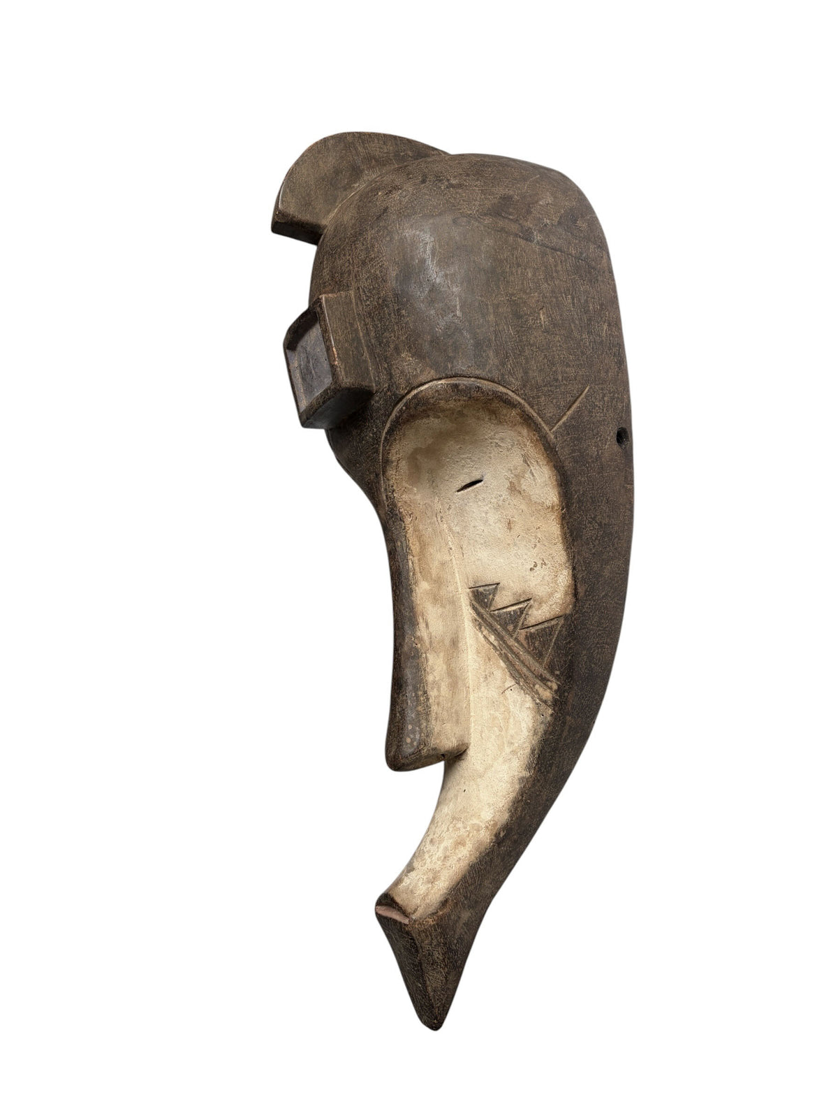 # 1218 Vintage  African Fang  Elongated Face  Wooden  Mask Gabon  21" H