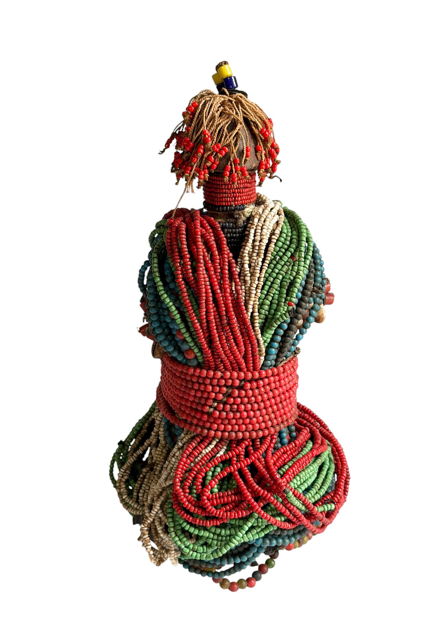 #1228 Vintage African Beaded Fali Namji Fertility Doll Cameroon 11" H