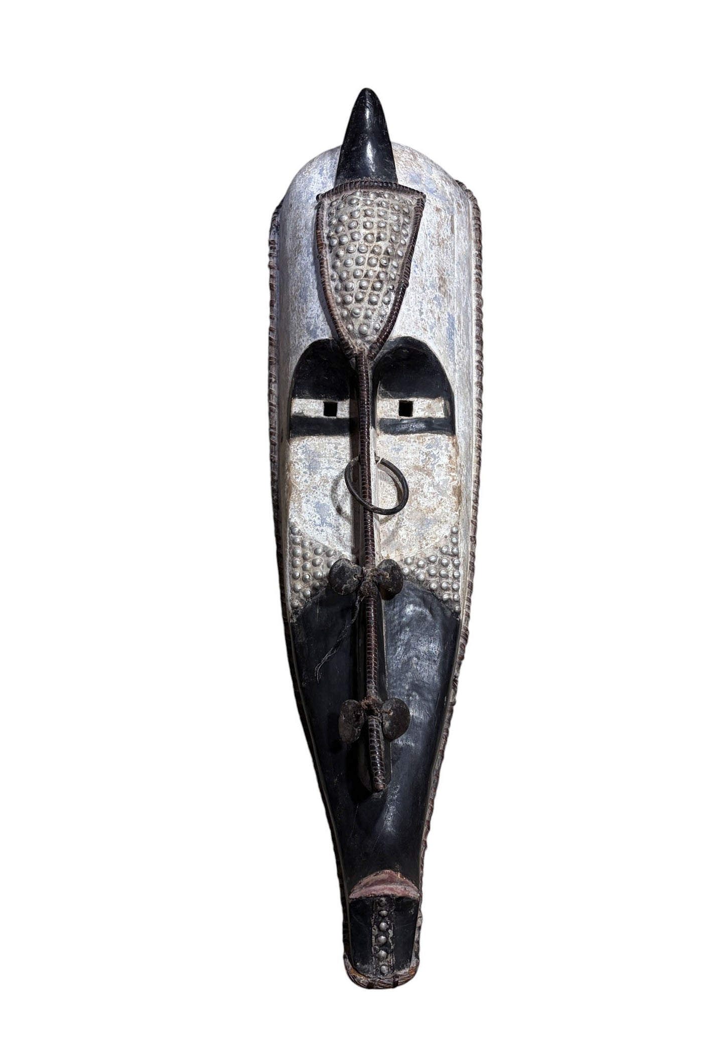 # 1212 Vintage Large  Fang Mask Elongated Face Gabon African Mask 48" H (