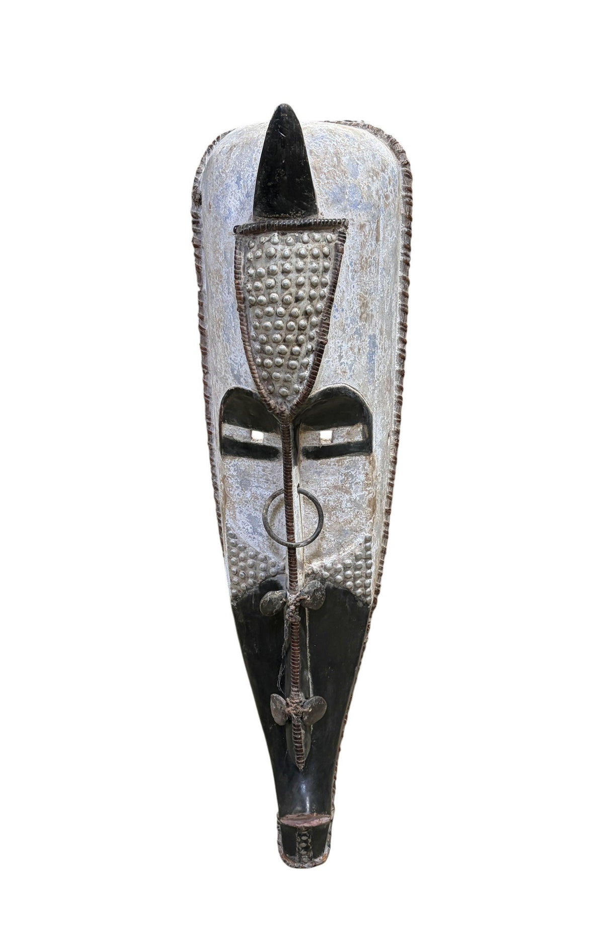 # 1212 Vintage Large  Fang Mask Elongated Face Gabon African Mask 48" H (