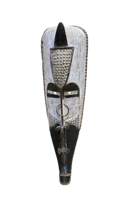 # 1212 Vintage Large  Fang Mask Elongated Face Gabon African Mask 48" H (