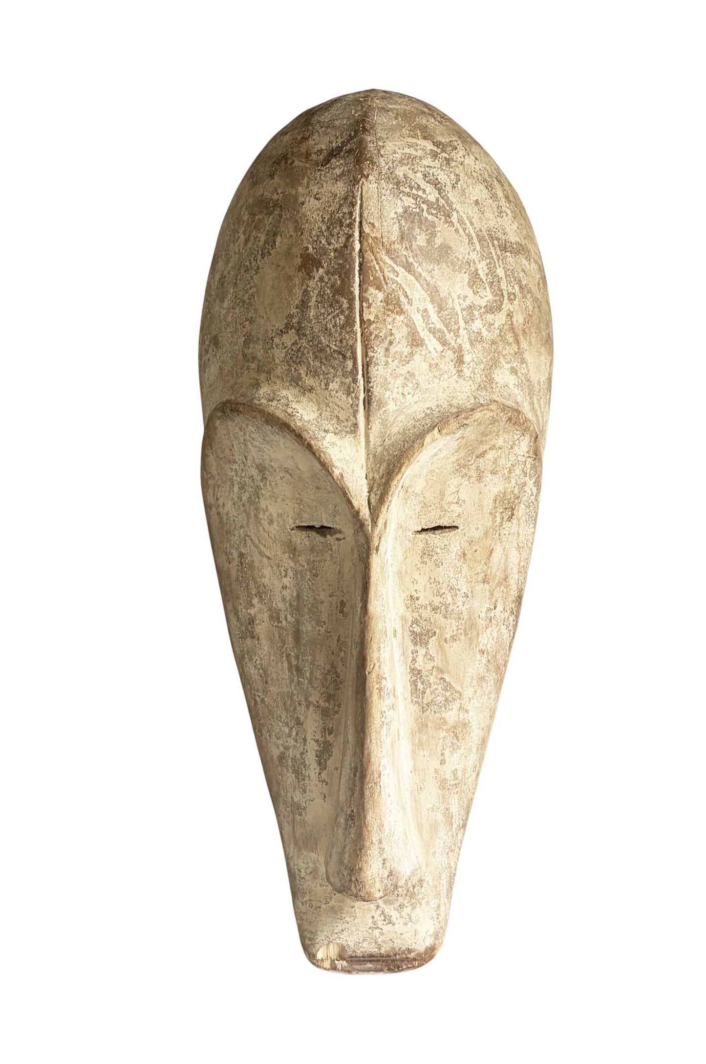 # 1221  Vintage  African Fang  Elongated Face  Wooden  Mask Gabon  19" H
