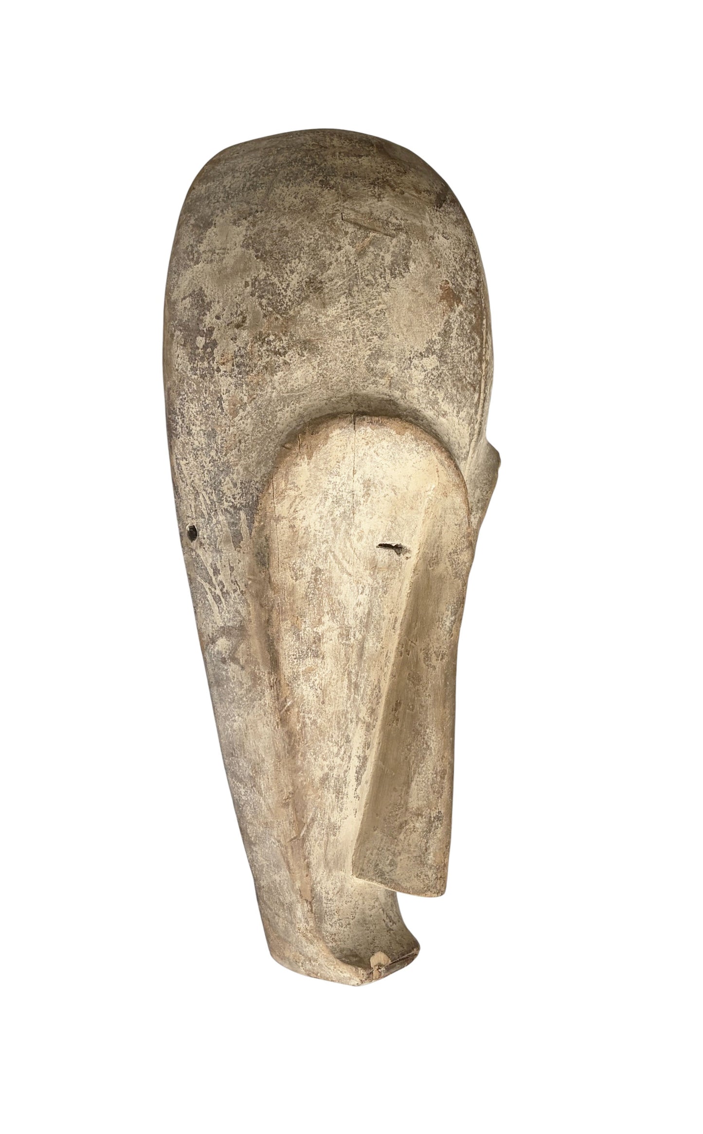 # 1221  Vintage  African Fang  Elongated Face  Wooden  Mask Gabon  19" H