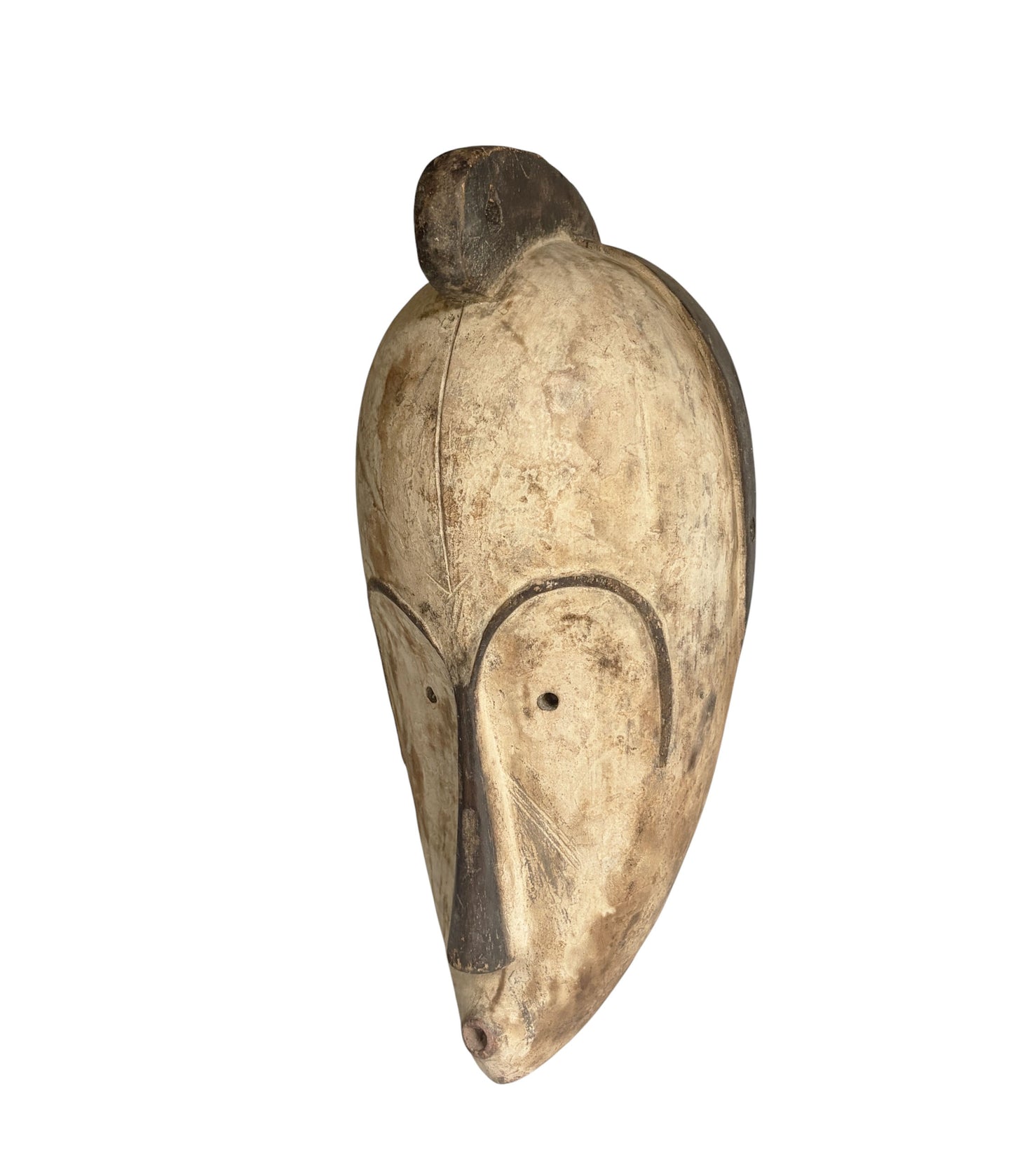 # 1222  Vintage  African Fang  Elongated Face  Wooden  Mask Gabon  17.5" H