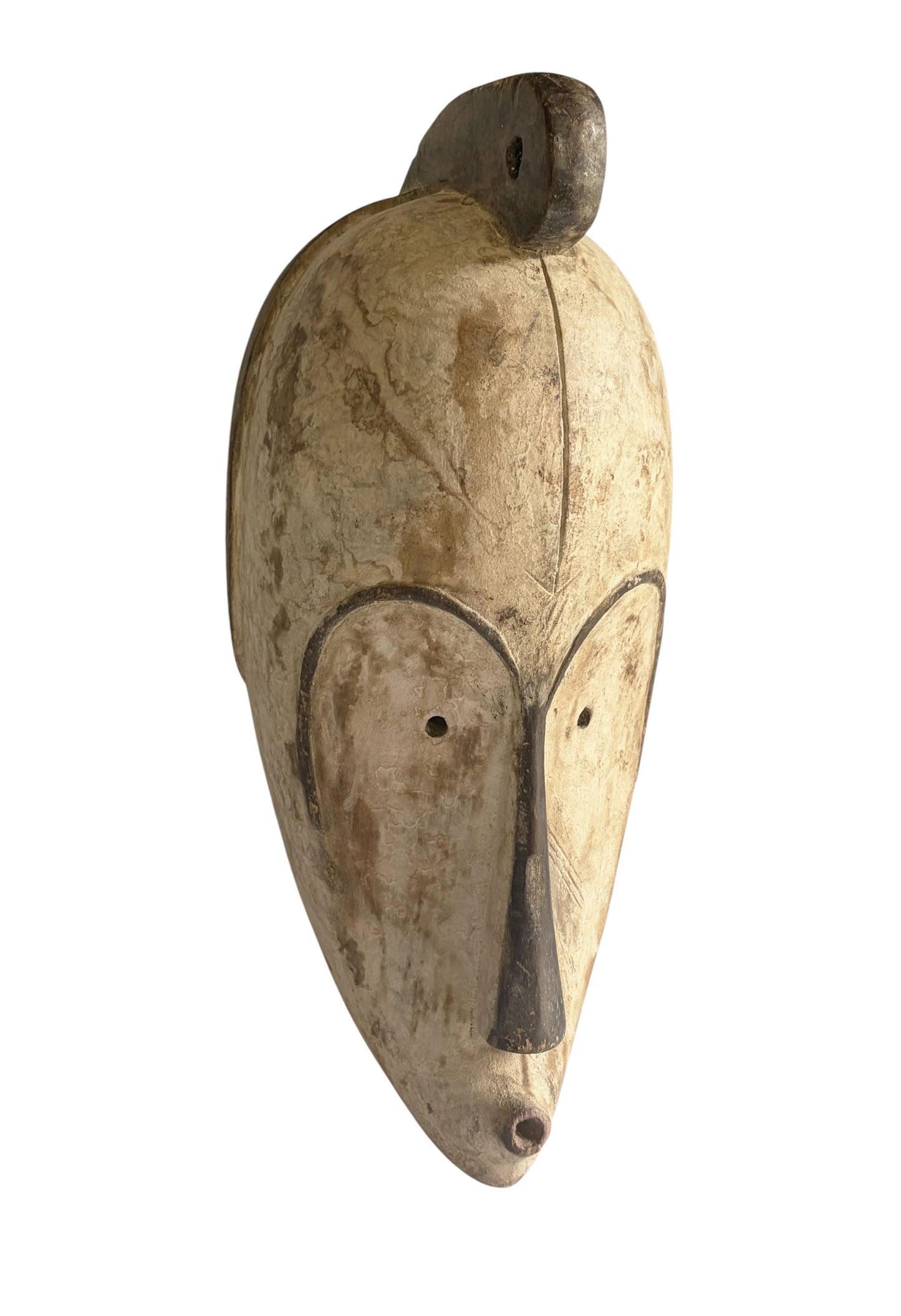 # 1222  Vintage  African Fang  Elongated Face  Wooden  Mask Gabon  17.5" H