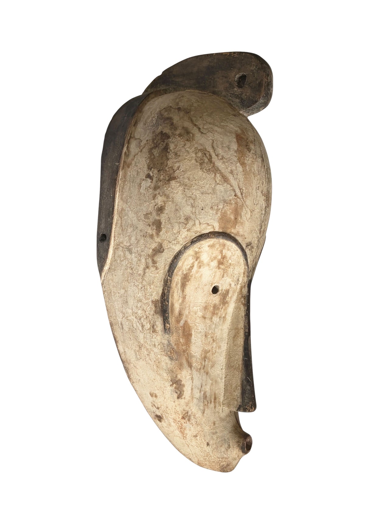 # 1222  Vintage  African Fang  Elongated Face  Wooden  Mask Gabon  17.5" H