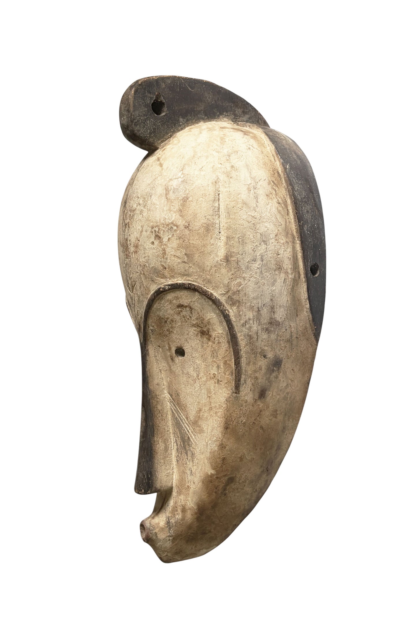 # 1222  Vintage  African Fang  Elongated Face  Wooden  Mask Gabon  17.5" H