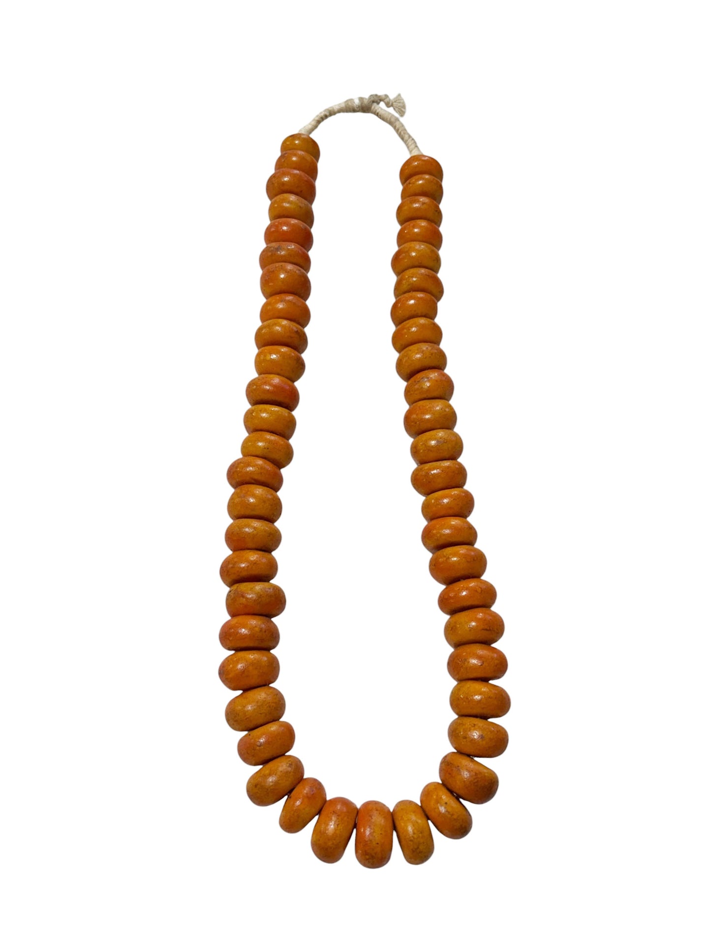 #1034  Vintage African Necklace/ Currency  50  Amber Beads Nigeria