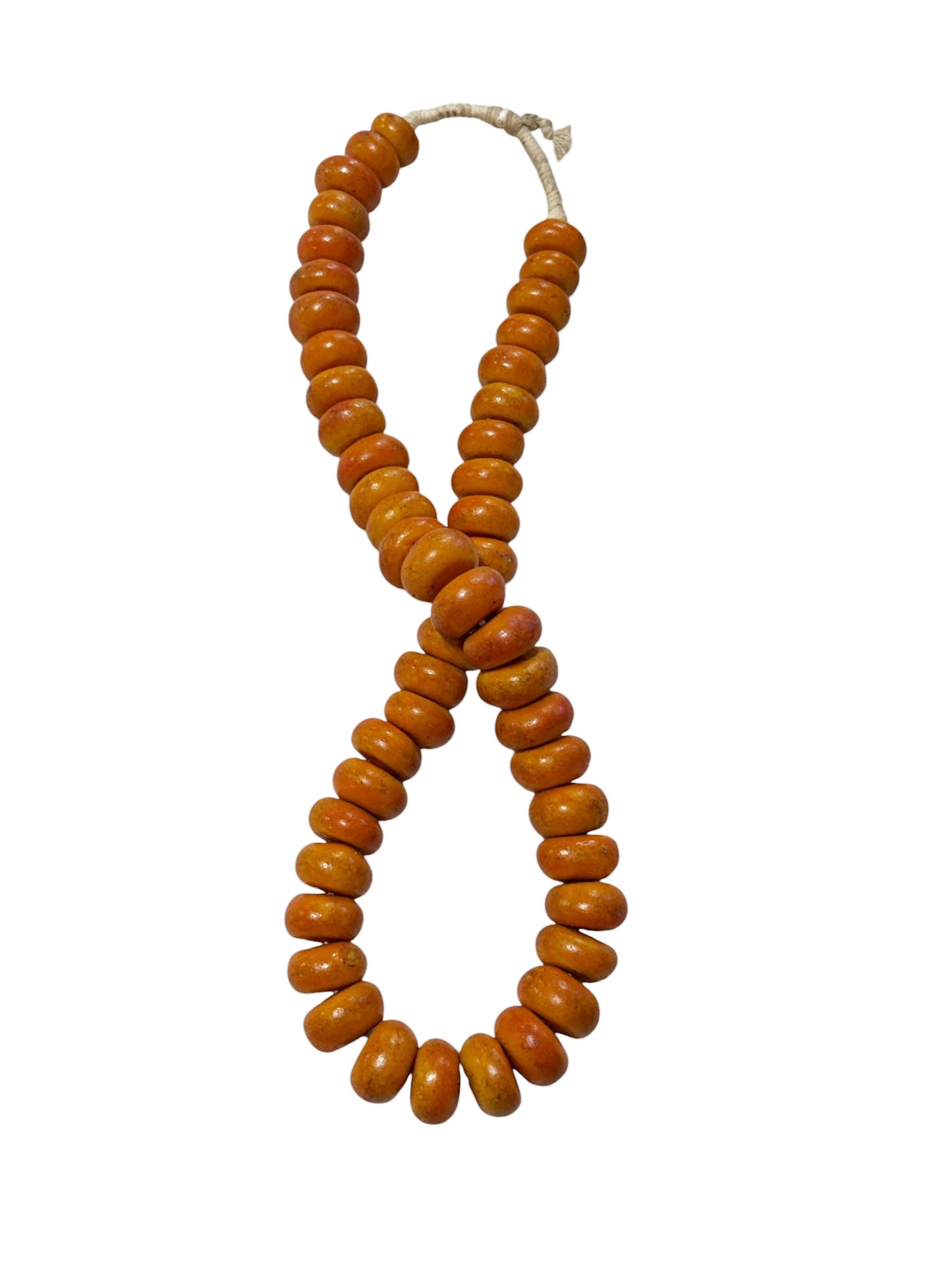 #1034  Vintage African Necklace/ Currency  50  Amber Beads Nigeria
