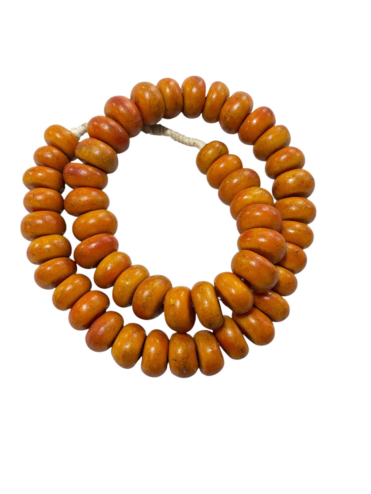 #1034  Vintage African Necklace/ Currency  50  Amber Beads Nigeria