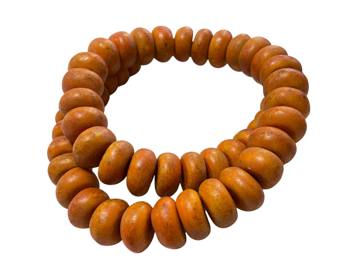 #1031 Vintage African Necklace/ Currency  50  Amber Beads Nigeria