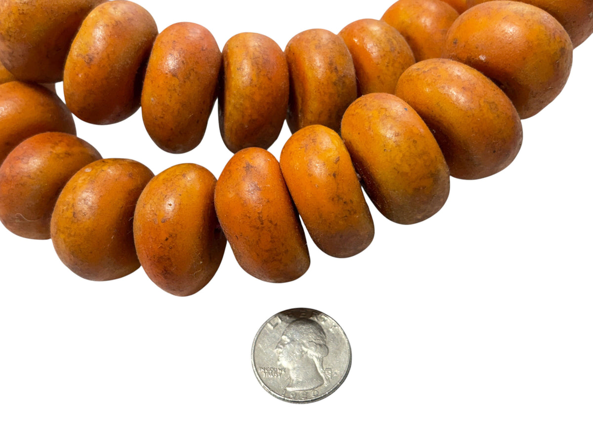 #1031 Vintage African Necklace/ Currency  50  Amber Beads Nigeria