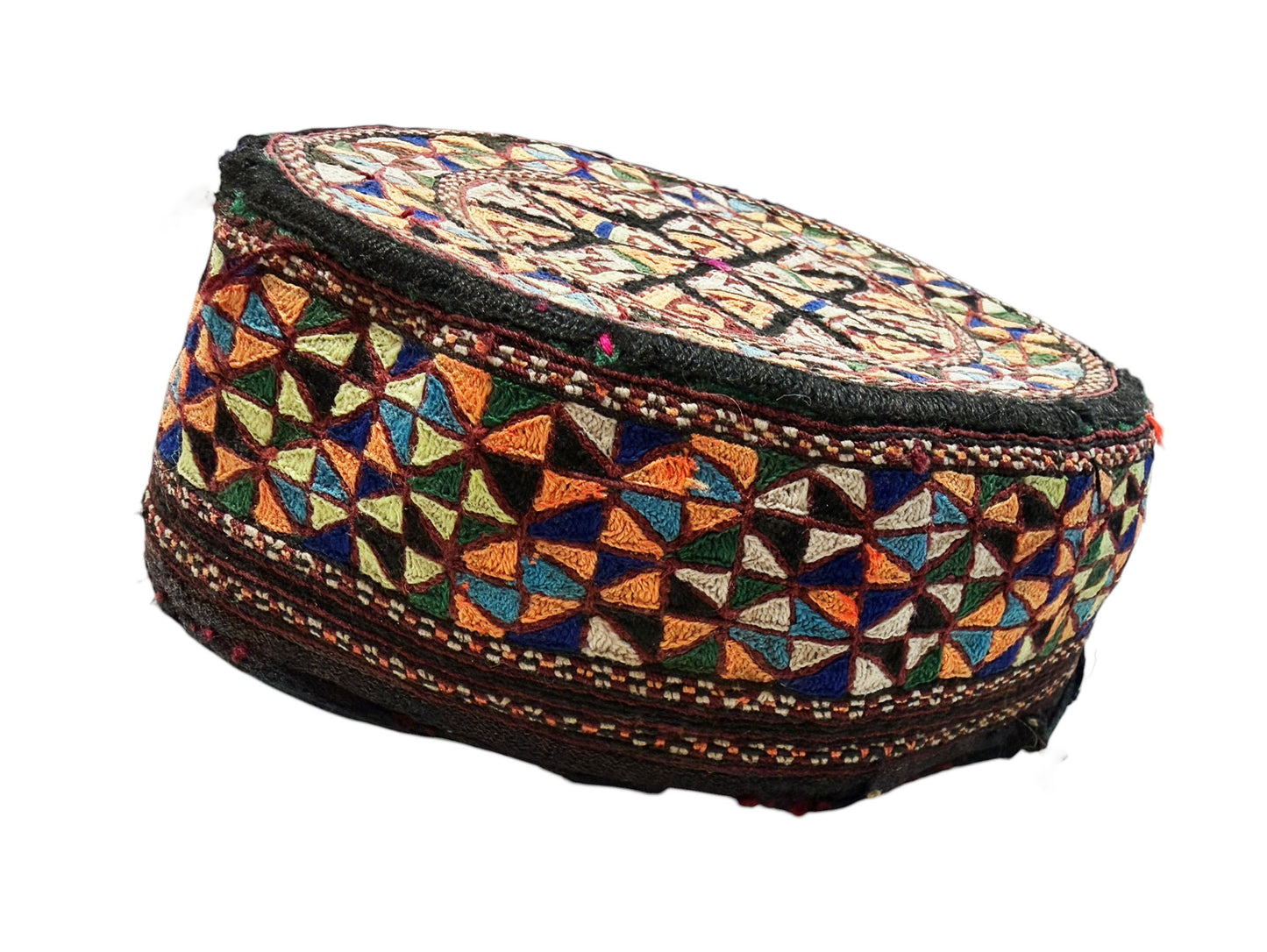 #690 Tribal mid-1900's Central Asian Hand made Afghan-Turkmen Cap