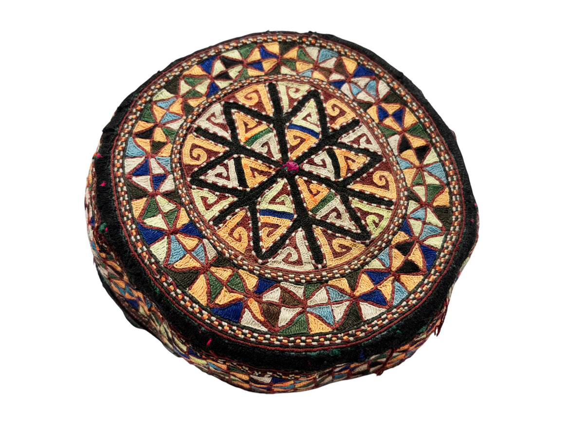 #690 Tribal mid-1900's Central Asian Hand made Afghan-Turkmen Cap