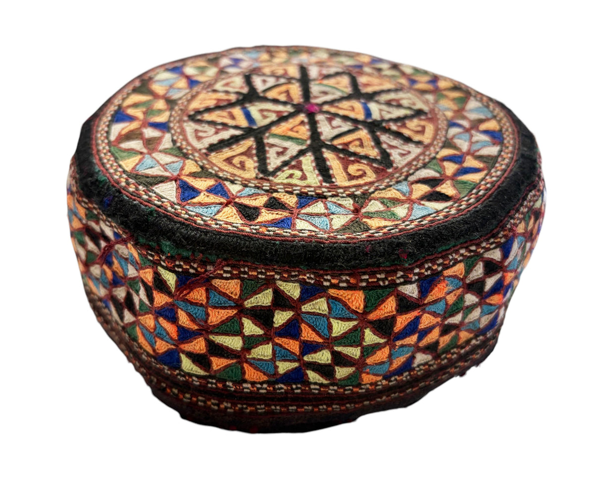 #690 Tribal mid-1900's Central Asian Hand made Afghan-Turkmen Cap