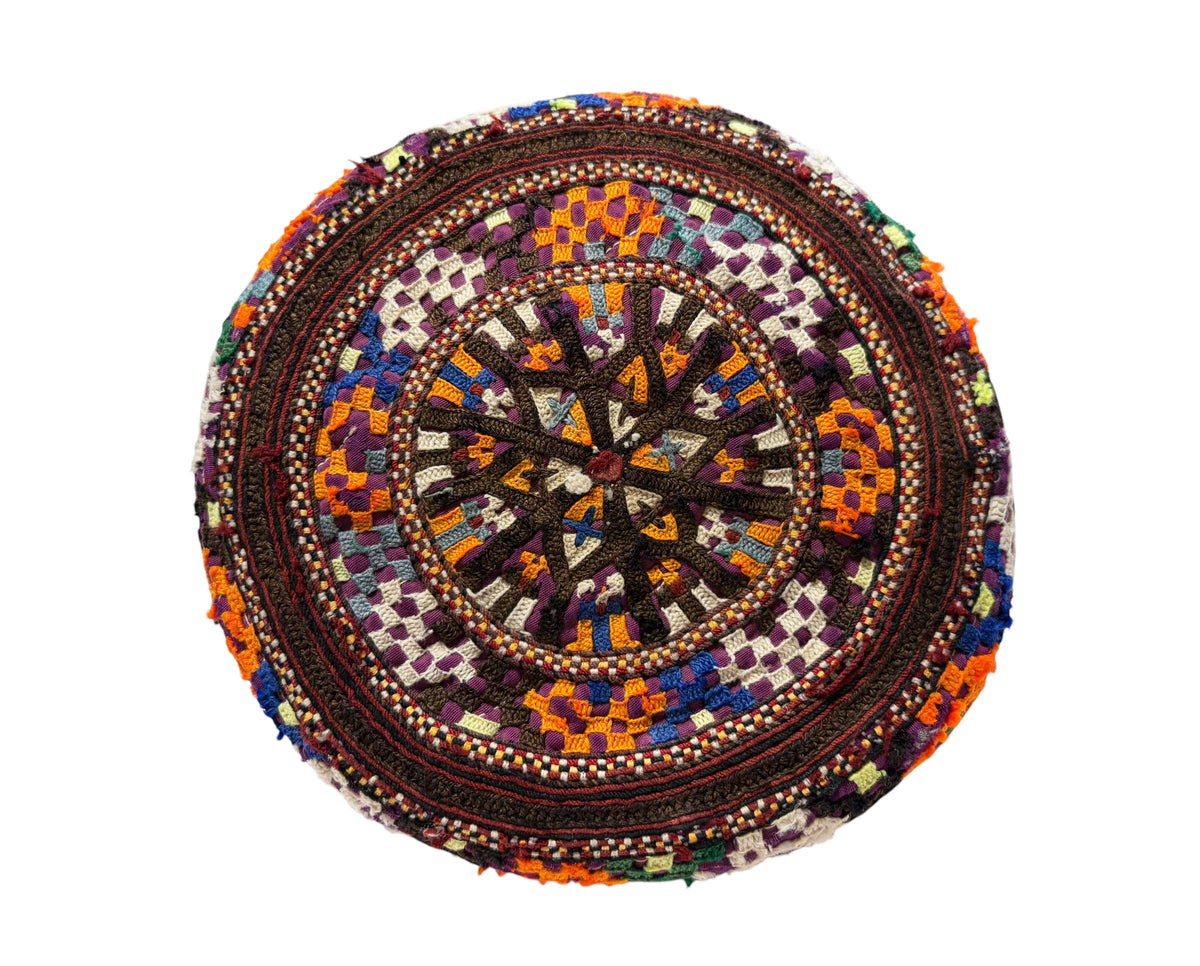 #692 Tribal mid-1900's Central Asian Hand made Afghan-Turkmen Cap