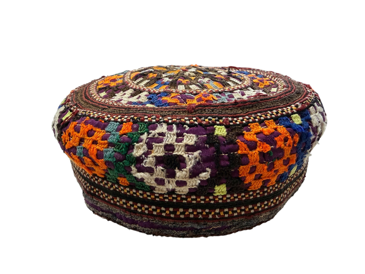 #692 Tribal mid-1900's Central Asian Hand made Afghan-Turkmen Cap