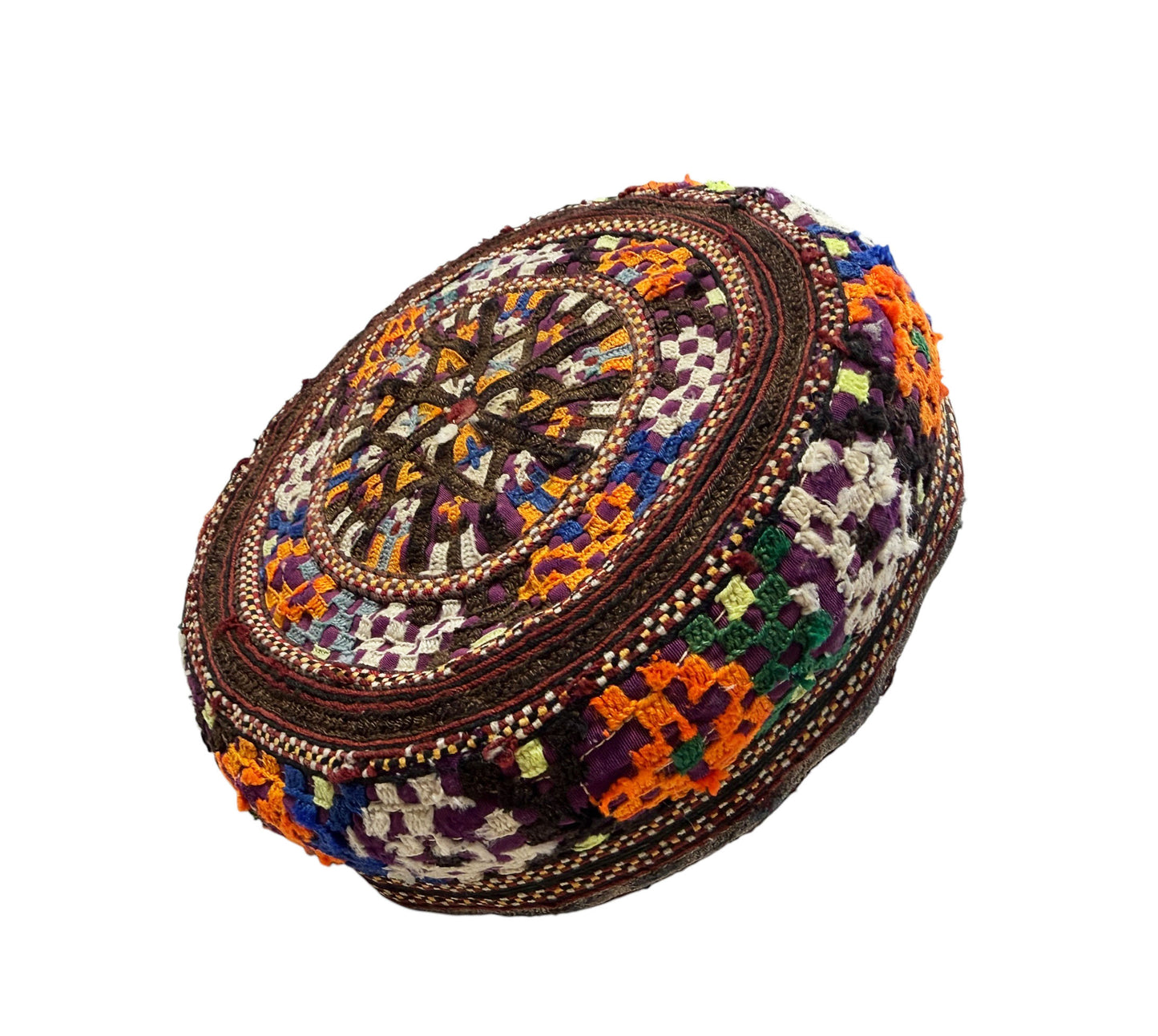 #692 Tribal mid-1900's Central Asian Hand made Afghan-Turkmen Cap