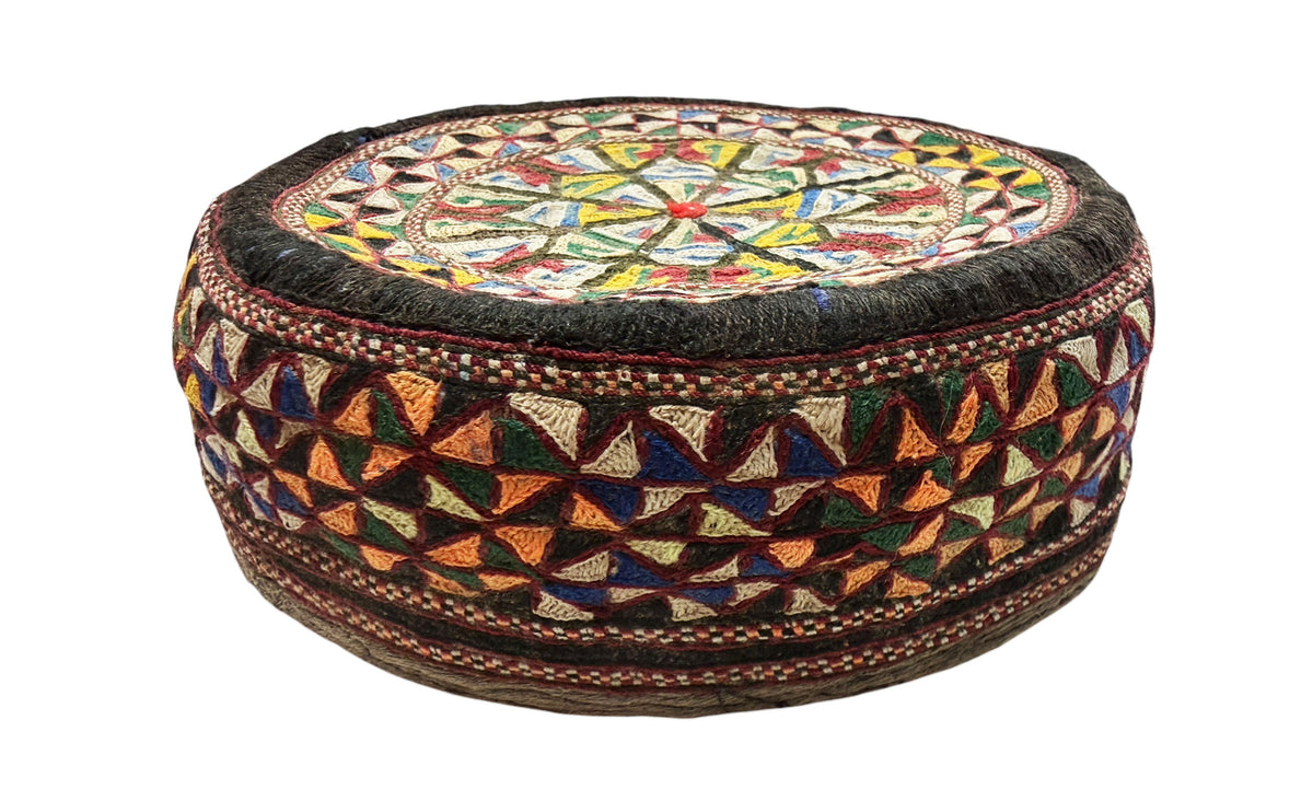 #693 Tribal mid-1900's Central Asian Hand made Afghan-Turkmen Cap