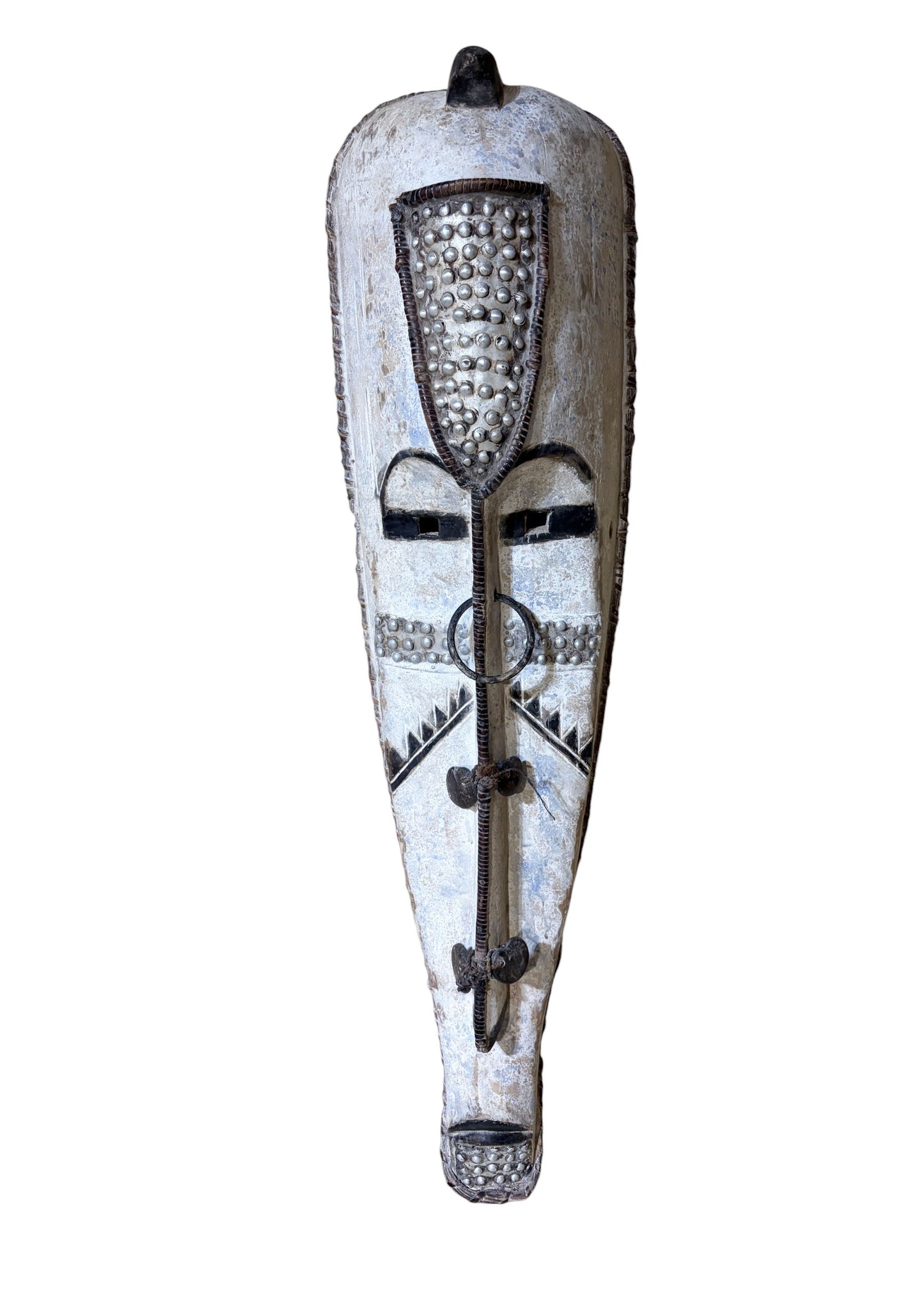 # 1213 Vintage Large  Fang Mask Elongated Face Gabon African Mask 48" H