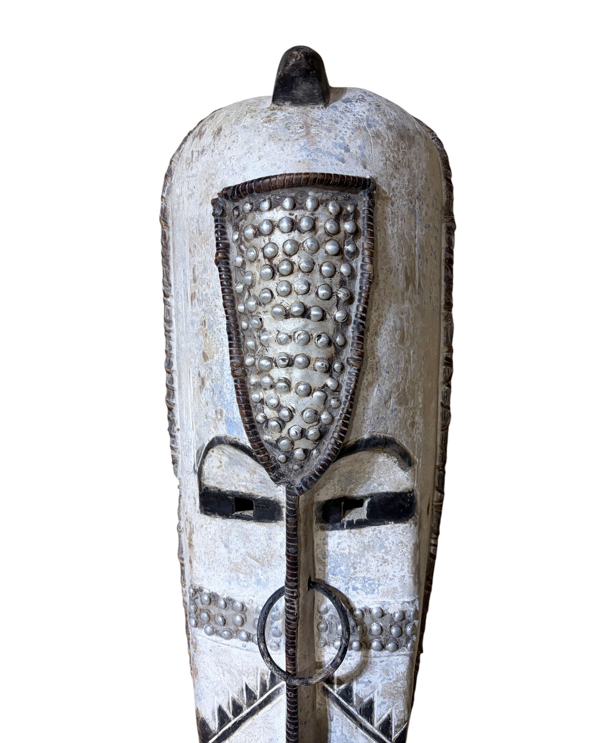 # 1213 Vintage Large  Fang Mask Elongated Face Gabon African Mask 48" H
