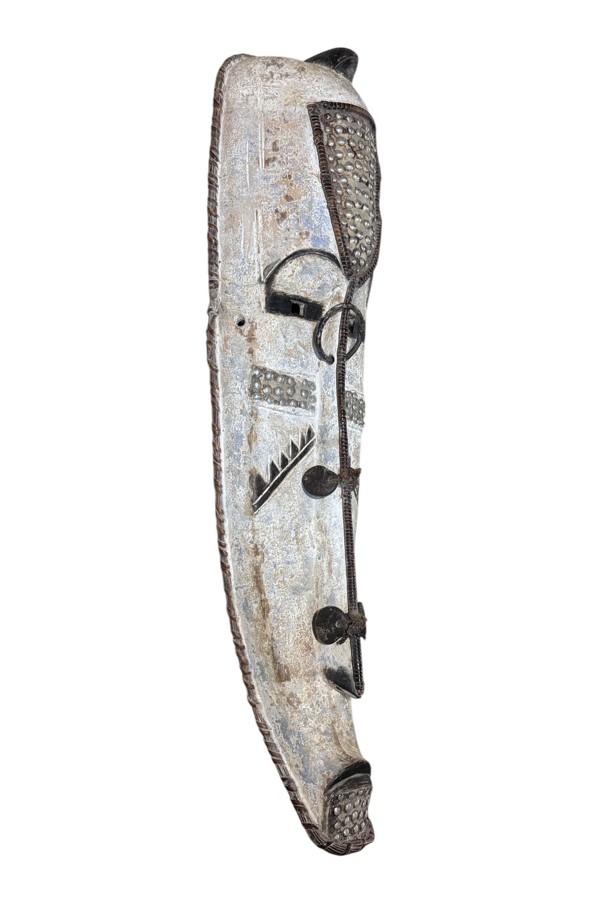 # 1213 Vintage Large  Fang Mask Elongated Face Gabon African Mask 48" H