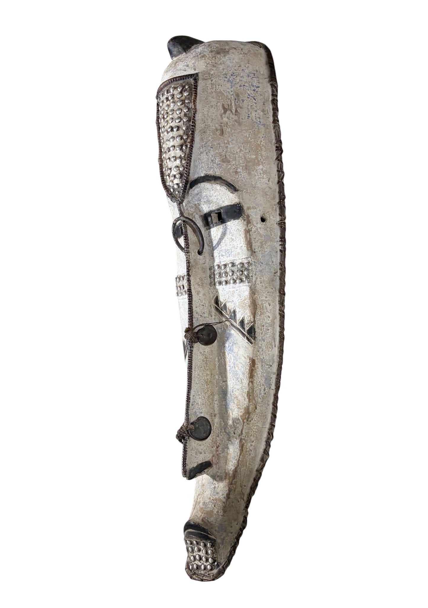 # 1213 Vintage Large  Fang Mask Elongated Face Gabon African Mask 48" H