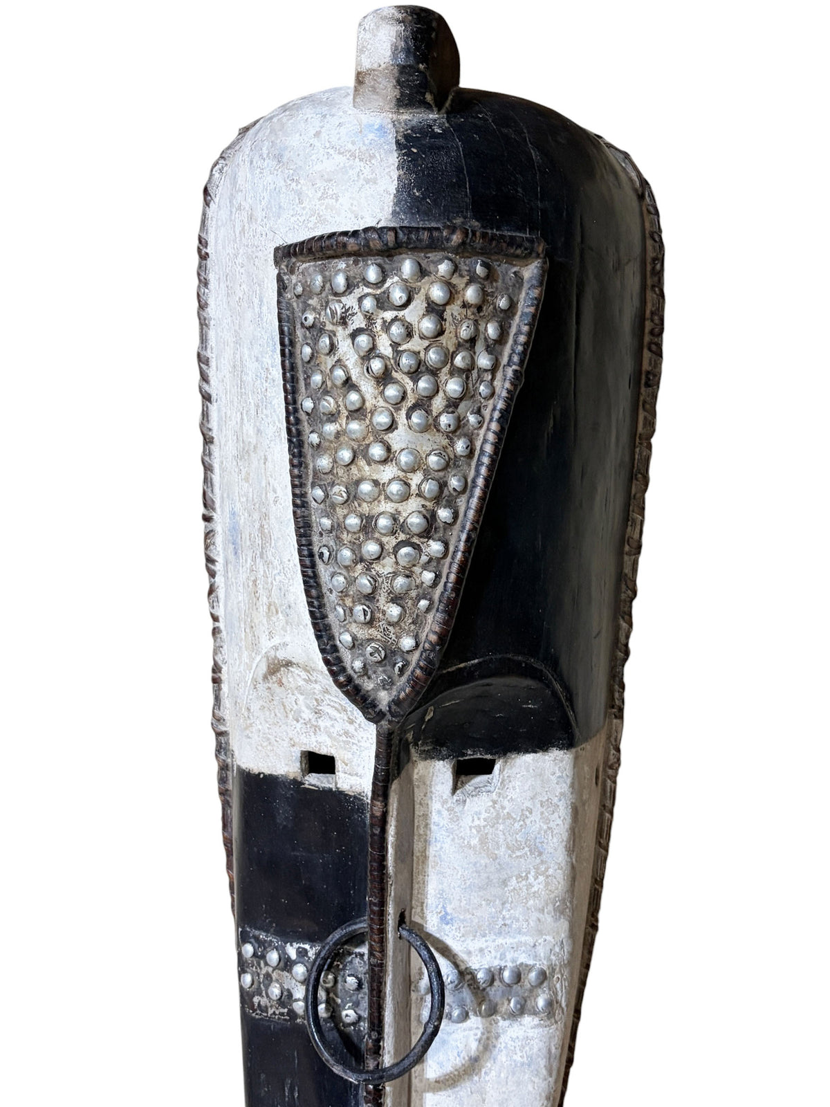 # 1214 Vintage Large  Fang Mask Elongated Face Gabon African Mask 48" H