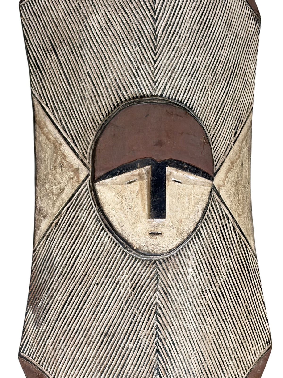 #1234 Large Vintage  African Bamileke Tribe Shield Cameroon 44.25" H