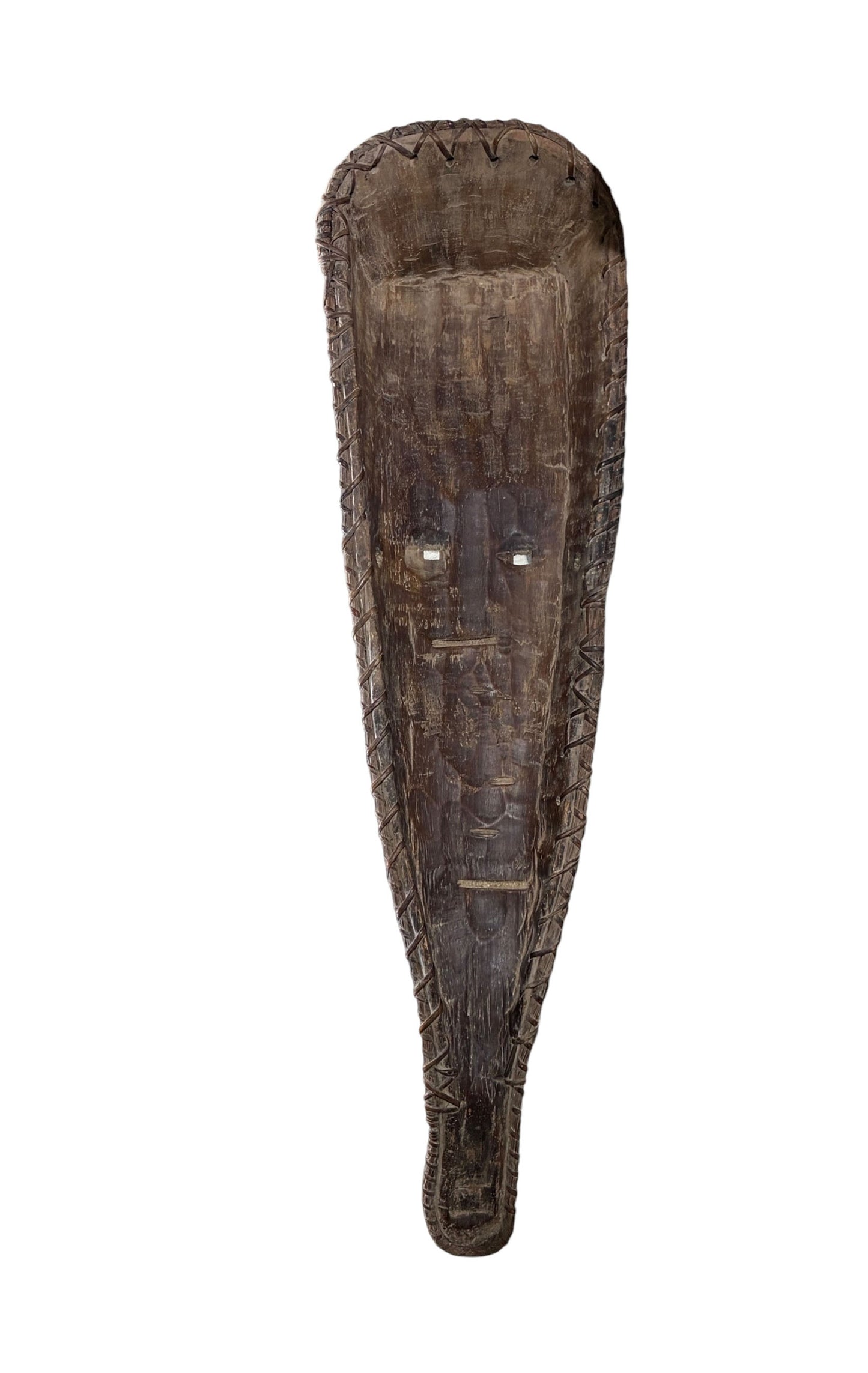 # 1214 Vintage Large  Fang Mask Elongated Face Gabon African Mask 48" H